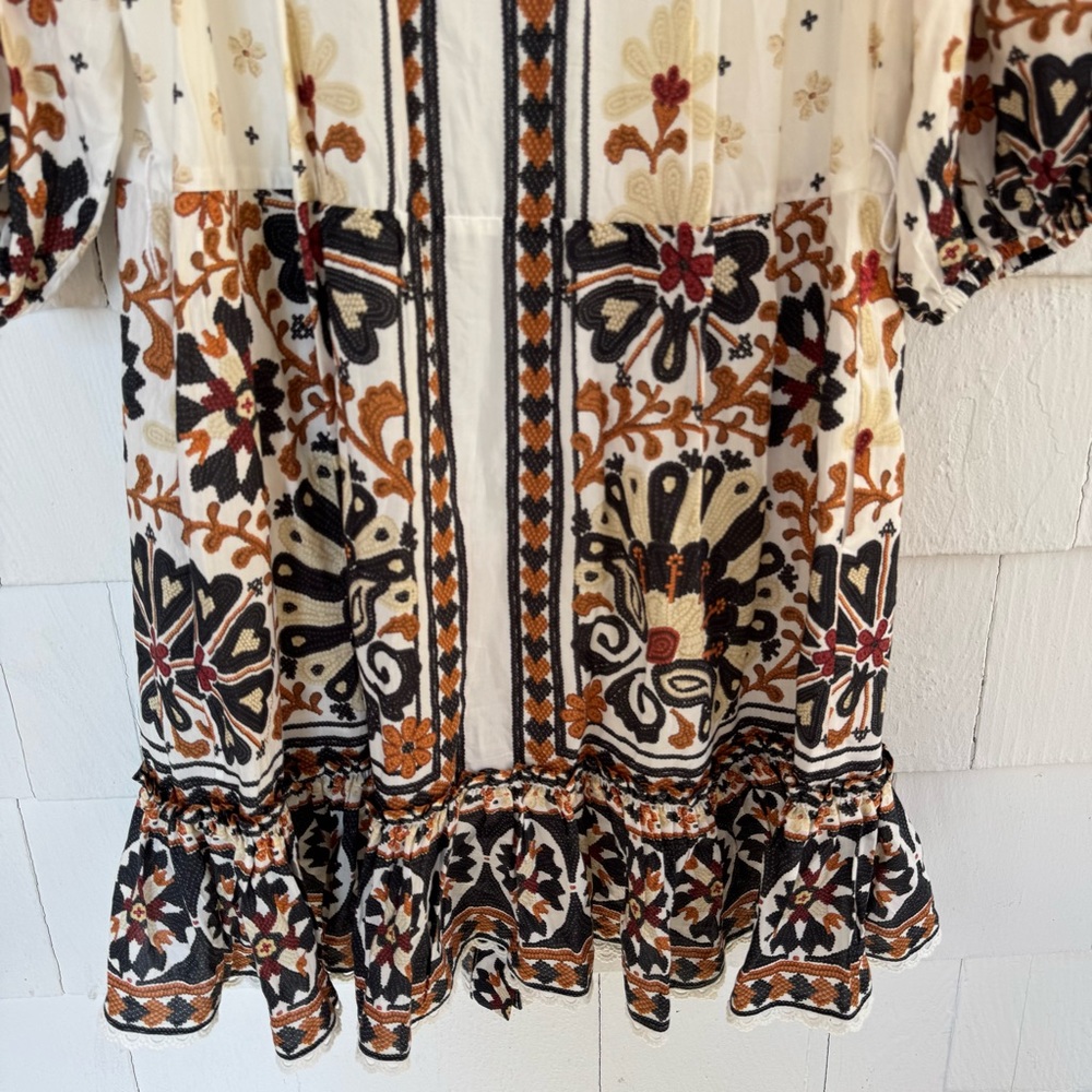 FARM Rio Flower Fan Tapestry Mini Dress size Medium - Picture 13 of 13